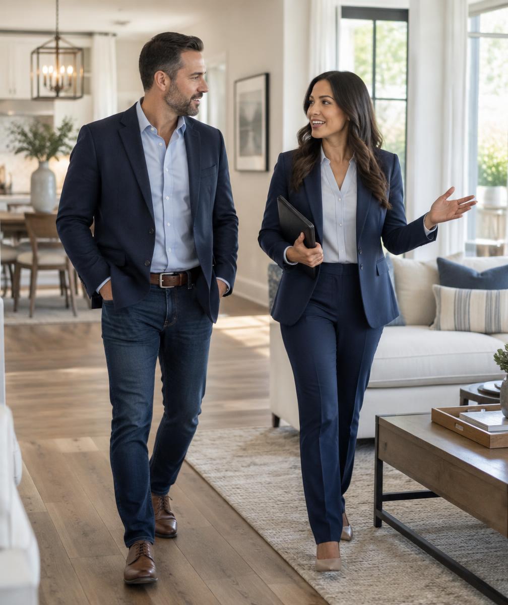 Lending advisor walking through a renovated home with an investor